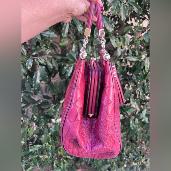 Coach LIMITED EDITION Croc Embossed Leather Satchel – Red – Style F26336 - Picture 4 of 11